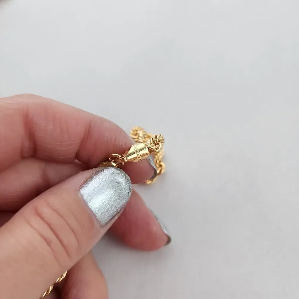Bellezza lariat necklace ITALY 14KT Gold Plated Vintage Signed NEW Black Crystal